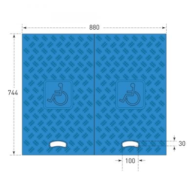 Wheelchair Ramp Set of 2 For Traffic-Line 3 Channel Cable Ramp Blue 744 x 880 x 75mm - Image 4