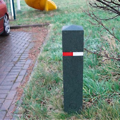 BERKELEY Recycled Rubber Bollard 150mm Square x 700mmH Black with Reflective Band Pyramid Head