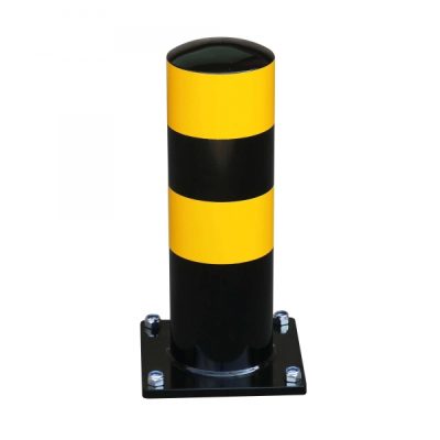 BLACK BULL HGV Parking Aid Bollard - Steel - Hot dip Galvanised and Powder Coated Black with Yellow Reflective Bands - Surface Fixing - Image 5